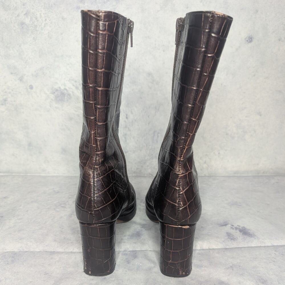 Miista Carlota Mahogany Croc Ankle Boots, Size 38 - Picture 9 of 13